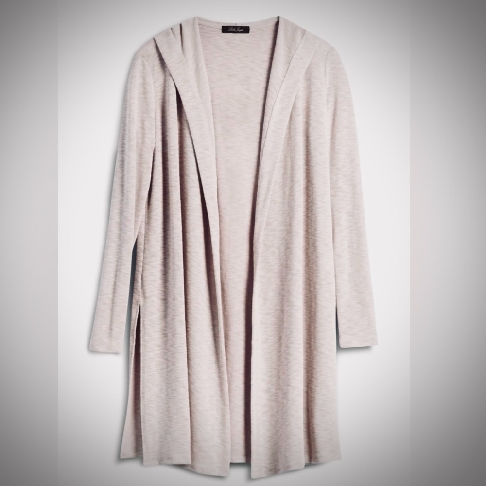 NWT Laila Jayde Light/Stitch Fix Grey Long Hooded Open Duster/ Cardigan, Size S - Picture 2 of 16